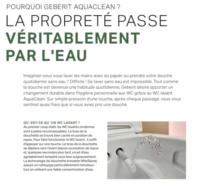 Avantage WC lavant aquaclean Geberit