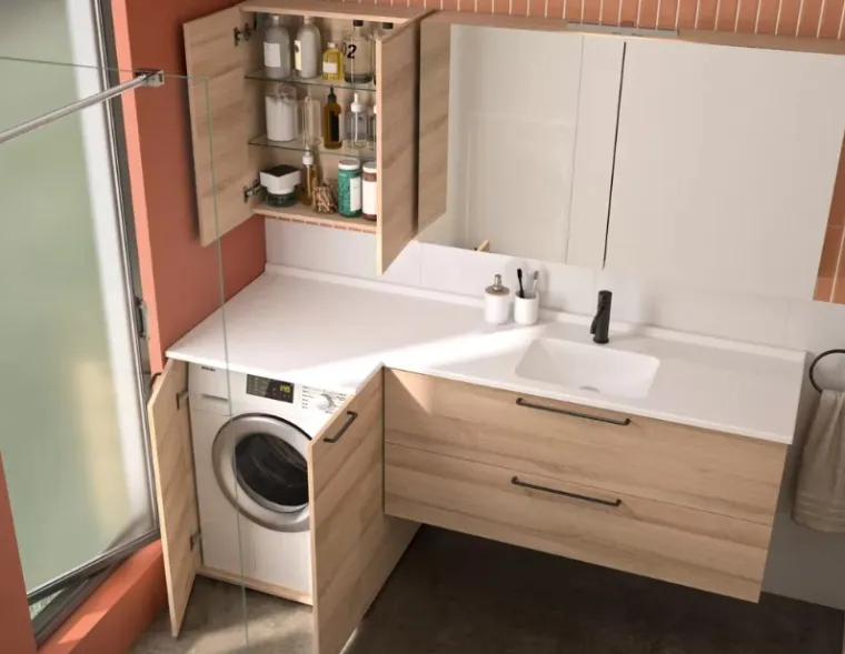 Plan vasque avec un allongement à droite ou à gauche