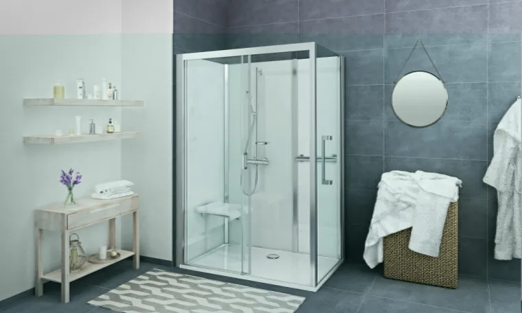 Cabine de douche Intégrale avec siège et barre de maintien
